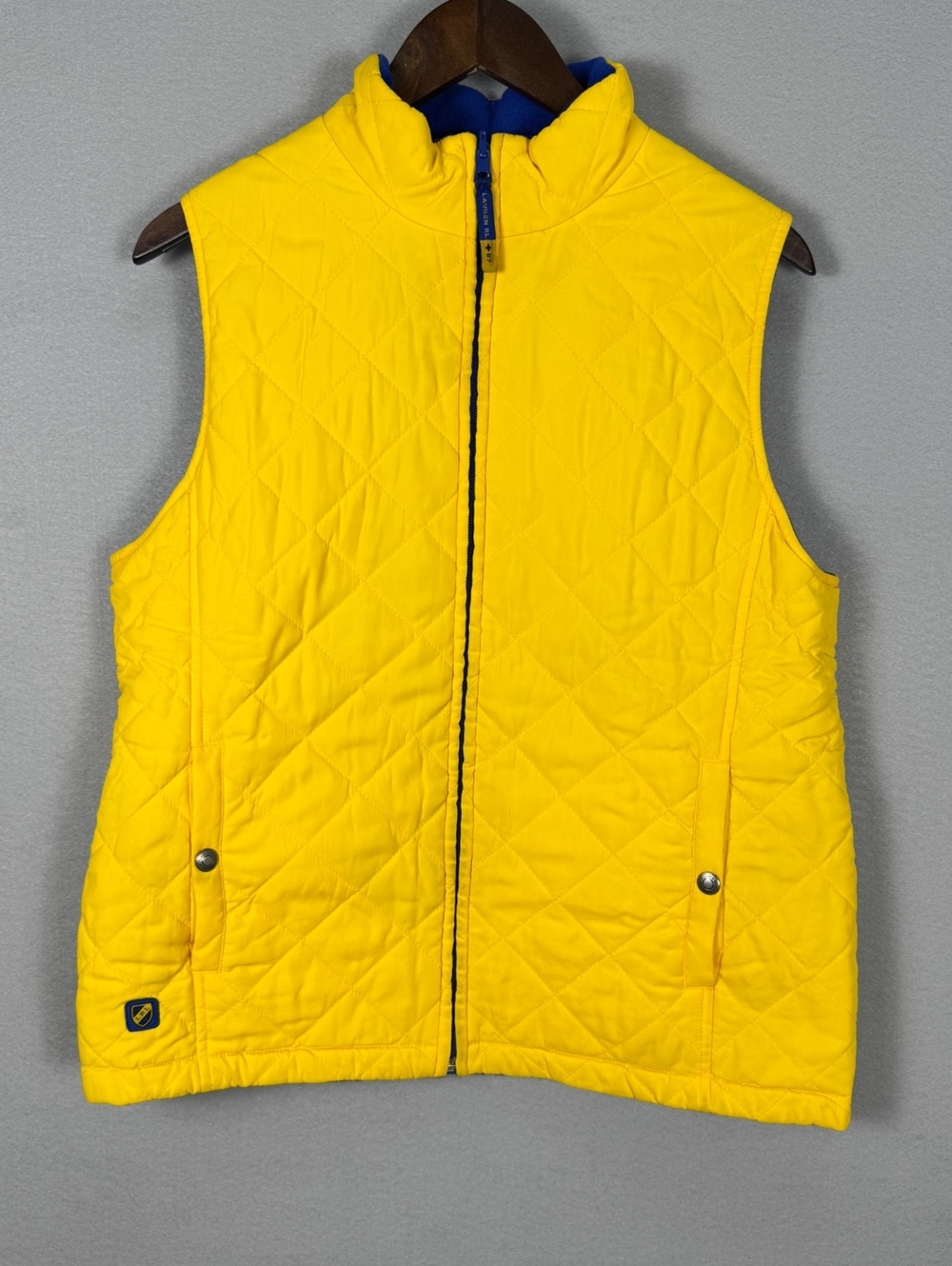 Lauren Ralph Lauren Women M Yellow Quilted Reversible Vest